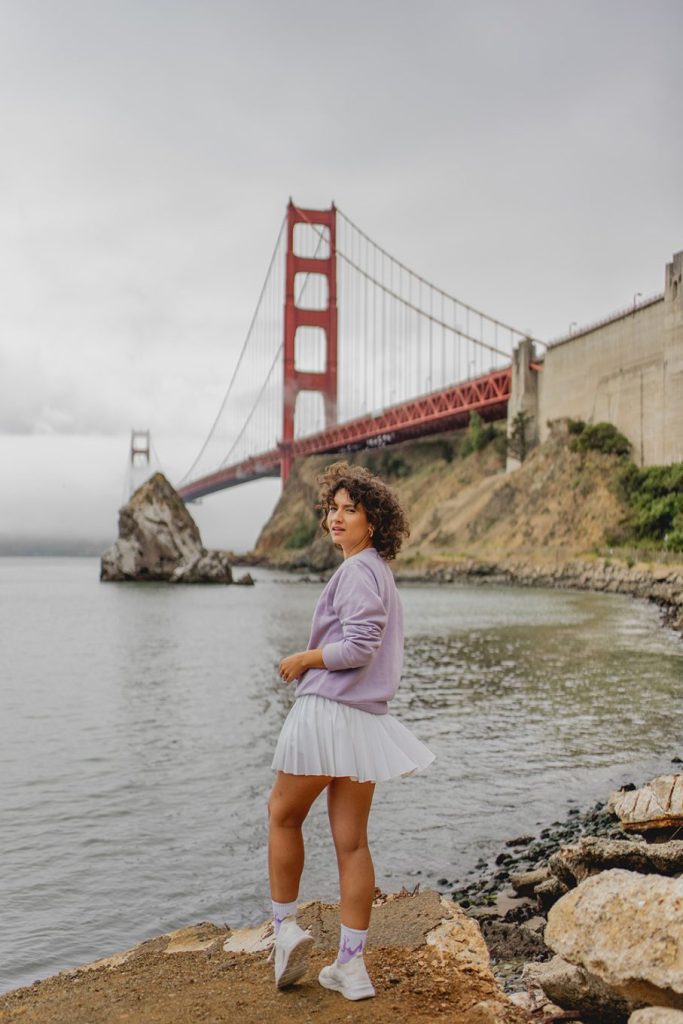 8 of the best places to get photos with the Golden Gate Bridge 26 Postcards from Hawaii Travel & Lifestyle blog 8 OF THE BEST PLACES TO GET PHOTOS WITH THE GOLDEN GATE BRIDGE, Gabriella Wisdom, Golden Gate Bridge picture spot, Golden Gate Bridge photo spots, Golden Gate Bridge park, San Francisco, Moore Road