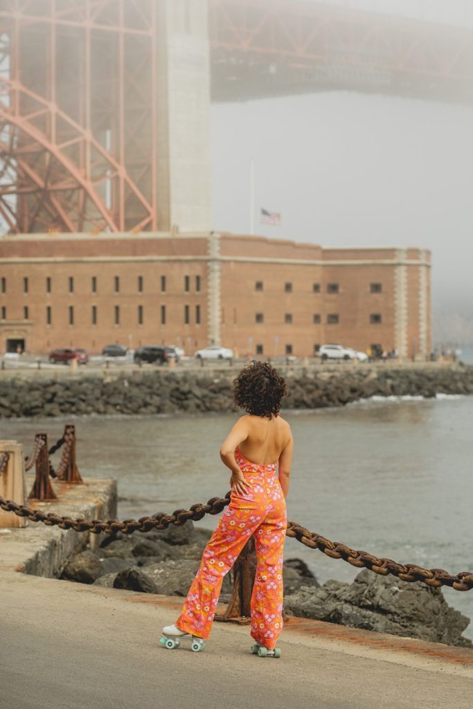 8 of the best places to get photos with the Golden Gate Bridge 9 Postcards from Hawaii Travel & Lifestyle blog 8 OF THE BEST PLACES TO GET PHOTOS WITH THE GOLDEN GATE BRIDGE, Gabriella Wisdom, Golden Gate Bridge picture spot, Golden Gate Bridge photo spots, Golden Gate Bridge park, San Francisco, Fort Point, Rollerskating